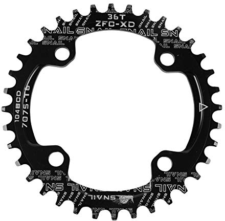 Newgoal BCD104 eslabón de Cadena Simple Estrecho y Ancho, Plato de manivela, Corona Ancha y Estrecha, 32T / 34T / 36, Piezas de reparación para Exteriores de Bicicleta de montaña, Negro 36T