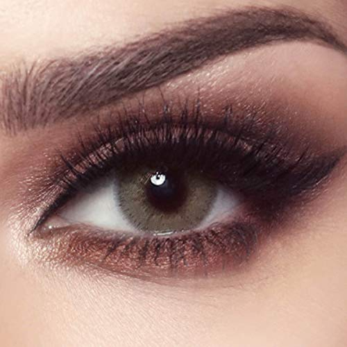 BELLA ELITE farbige Kontaktlinsen ELITE SILKY GOLD GRAU/BRAUN (Dioptrien -0.00) – stark deckende Monatslinsen für 3 Monate, Grau-Blaue Farblinsen, perfekt für dunkle Augen