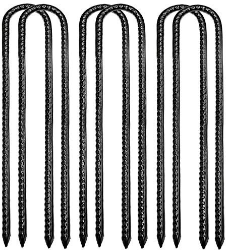 IME Ground Stakes Tent Nails Steel Anchors Garden Staples Galvanized U Pegs Gardening Rebar Pins, Heavy Duty Landscape Pins for Camping Tents Trampoline Canopies Sheds Ports Swing Sets 12 inch 6pack