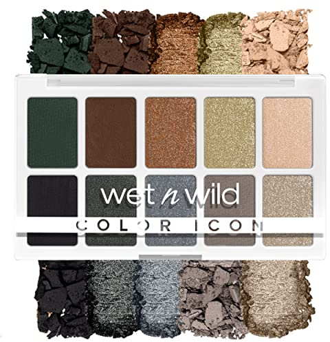 Wet n Wild, Color Icon 10-Pan Palette, Lidschatten Palette, 10 hochpigmentierte Farben für das alltägliche Make-up, langanhaltende und leicht zu verblendende Formel, Lights Off