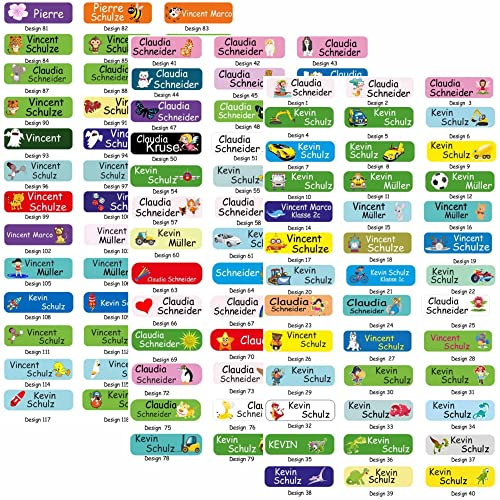 Indigos UG Namensschilder für Kleidung & Gegenstände sand - 35x10mm - 60 Sticker - Namensaufkleber Kinder Schule - Kindergarten, KITA - für Wäscheetiketten selbstklebend