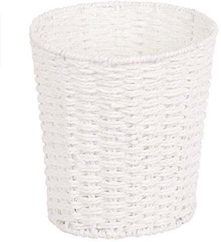 Zuvo Runder Papierkorb aus Geflochtenem Weidenkorb | Stilvoller & Leichter Mülleimer Büro, Bad & Zuhause | Handgefertigt, Atmungsaktiv & Stabil | Weiß, 25 cm