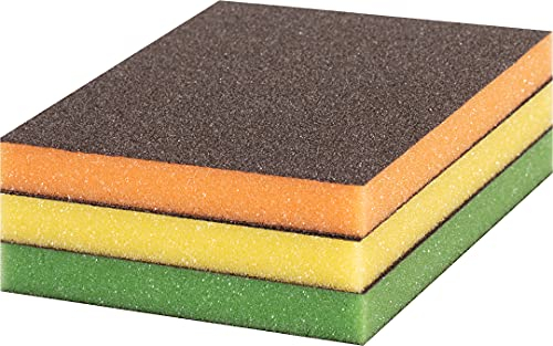 Bosch 3X EXPERT S473 Standard Schleifpads (für Farbe auf Holz, Weichholz, Ø 98 x 120 x 13 mm, Mittel/Fein/Superfein, Professional Zubehör Handschleifen)