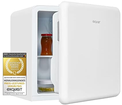 Exquisit Mini Kühlschrank CKB45-0-031F weißPV | Kühlbox 47 L Volumen | Hotelkühlschrank | Kühlschrank klein ohne Gefrierfach | Mini Kühlschrank Retro Style