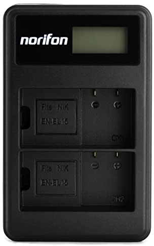 EN-EL15 Double Canal LCD USB Chargeur pour Nikon 1 V1, D500, D600, D610, D7000, D7100, D7200, D750, D800, D800E, D810, D810A et Plus