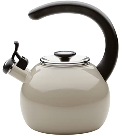 Circulon 48169 Whistling Teakettle/Teapot with Flip-Up Spout, Enamel on Steel, Gray