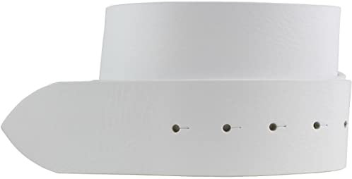 BELTINGER Wechselgürtel aus Vollrindleder ohne Schnalle 5 cm | Druckknopf-Gürtel für Damen Herren 50mm | Breiter Leder-Gürtel | Weiß 100cm
