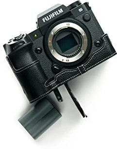 Handgefertigte Kameratasche aus echtem Leder für Fujifilm X-H2S XH2S, Schwarz