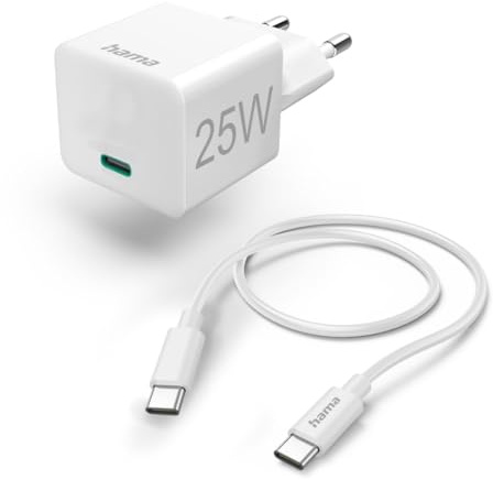 Hama Schnellladegerät mit Ladekabel USB-C, Mini, PD, 25 W, 1,5 m, WS