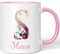 JUNIWORDS Tasse, Shaun, Name Anfangsbuchstabe Initial Alphabet Floral Buchstabe S Monogramm Motiv, Rosa (5541163)
