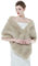 BEAUTELICATE Kunstpelz Schal Stola Damen Bolero Wrap Pelz Brautschal Brautstola Frauen für Hochzeit Braut Festlich (Langes Fell -Beige)