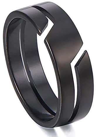 ZENSE - Bague homme avec structure fendue noire ZR0175