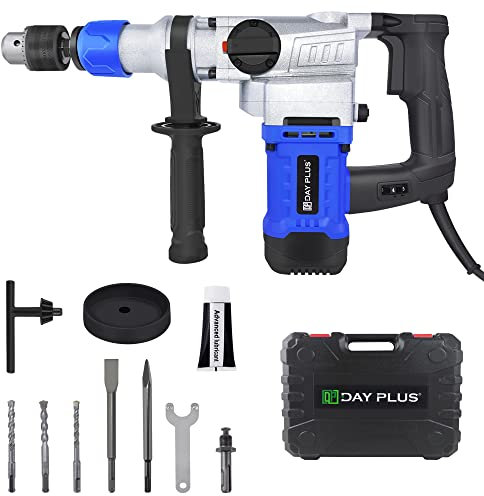 1080W Professional Rotary Hammer Drill, Vibration Control & Safety Clutch 4500RPM Multifunctional Electric Hammer Power Drill Breaker 4 Modes Drilling 6 Variable Speed,Chisels and Drill Bits with Case