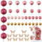 LARDUX 45 PCS Ball Cake Toppers - Butterfly Cake Decorations DIY Mini Balloon Cupcake Insert for Girl Kids Women Birthday Party Baby Shower Wedding - Rose Pink