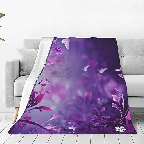DEHIWI Flannel-Fleecedecke, Blumenmuster, 101,6 x 76,2 cm, ultraweich, warm, gemütlich, Überwurfdecke, Ganzjahresdecken für Bett, Sofa, Wohnzimmer, Outdoor