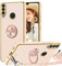 TVVTPU Funda para Huawei P30 Lite con Cuerda y Anillo de Soporte 360°, Carcasa Galvanizado Suave TPU Bumper Antigolpes Móvil Case con Ajustable y Retirable Collar, Rosa
