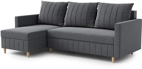 Ecksofa “FOX” mit Schlaffunktion und Bettkasten - Sofa Bettsofa Couch L form 3 Sitzer Schlafsofa Schlafcouch - Eckcouch Möbel für Wohnzimmer 224 x 146 x 98 cm. Sofabett - Liegefläche: 200 x 135 cm