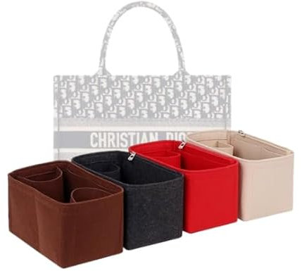 LinerLink Taschen-Organizer für Dior große Bücher-Tragetasche, 41,5 x 35 x 18 cm (L x H x T), handgefertigter Taschen-Organizer, individueller Tascheneinsatz, 2 mm Filztascheneinsatz (Schwarz, Stil C)