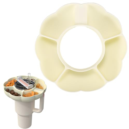 XiangSKY Cup Snack Tray Silicone Snack Bowls Compatible with Stanley Cup 40oz Snack Ring with 5 Compartments for Candy, Popcorn, fits car,Movie Theater