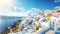 Acryl-Bild 110 x 60 cm: Weiße Architektur auf der Insel Santorini, Griechenland. 3D-Rendering (211516437)