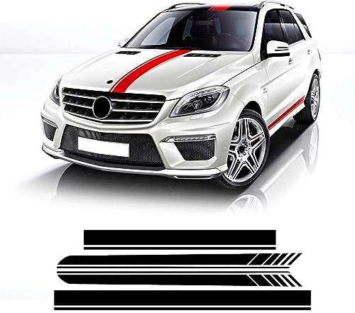 Karosserie Kofferraum Dekoration Aufkleber Taille Linien Aufkleber Tür Seitendekor Aufkleber für Mercedes Benz ML Class W163 W164 W166 ML63 AMG ML320 ML350,A-Black