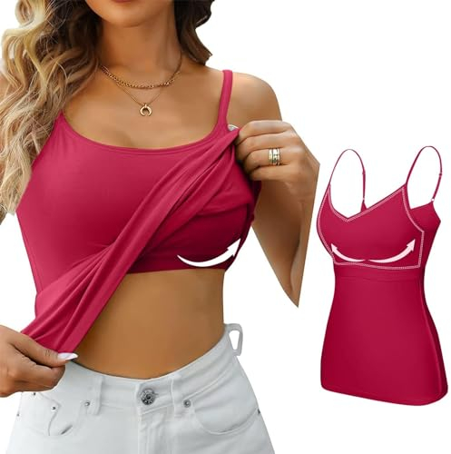 Skang tagesangebote Heute Damen Spaghettitop mit integriertem BH Sommer ärmellose Tank top Loungewear BH Hemdchen ohne bügel Bustier gepolstert Shapewear unterhemd