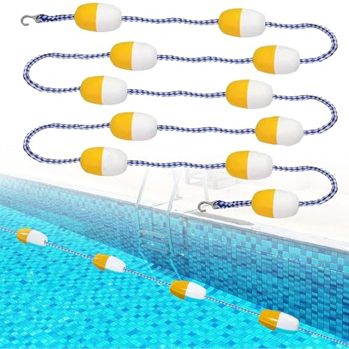 Sicherheitstrennseil-Sets Für Schwimmbecken, Gelbe Und Weiße Schwimmbahntrenner Mit 2 Haken, 5–100 M Lang, Für Tiefe/Flache Becken,85m/279ftLong