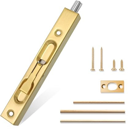 MOSECYOU Flush Bolt French Door Lock 6”, Flip Lever Mechanism Bolt Latch for Double Doors, Door Top/Bottom Lock for Sliding/Patio/Storm Door(Brass, 6 in. - 1pack)