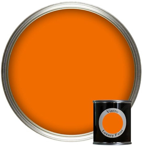 Vintro Paint | Luxury Matt Emulsion | Smooth Chalky Finish | Multi Surface Paint | for Walls, Ceilings, Wood and Metal | 125ml (Orange - Deep Saffron)