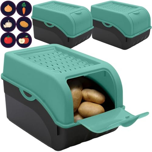 ARTECSIS Lot de 3 Boîtes de Conservation Alimentaire 5L - Vert menthe + 6 Stickers/Fruit, Légume