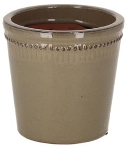 Esschert's Garden Pot De Fleur Rond en Terre Cuite Verni - Taupe - D 15 X H 15 Cm