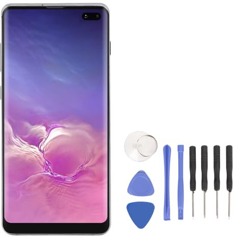 Annadue Für S10 Plus-Bildschirm-Ersatz-LCD, OLED-Display-Digitizer-Baugruppe mit Rahmen und Reparaturwerkzeug, Für S10 Plus SM-N975, 6,4 Zoll (Black)