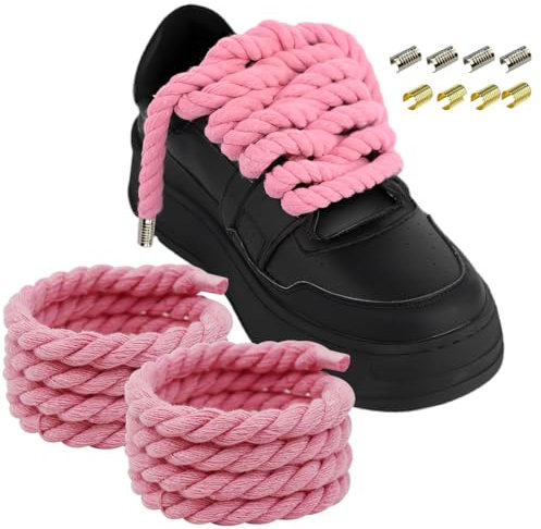 RAXLUPO 1 pares Cordones Zapatillas Gruesos Para Air Force 1 Rope Laces Cordones gruesos algodmn 8mm (140cm) Cordones Cuerda Chunky Retorcidos Algodon Anchos Redondos Para Cordones de Bricolaje