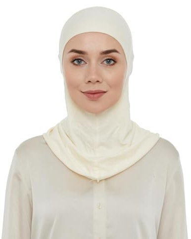 ihvan online, Hijab Unterkappe, Nackenabdeckung Unter Kopftuch Hijabs, Kopfbedeckungen für Frauen, Muslimischer Turban, Creme