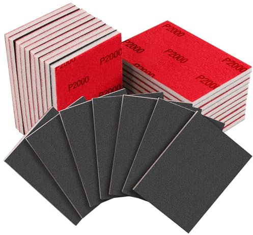 Necosthua 20Pcs 3 x 4 Inch 2000 Grit Sanding Sponge, Ultra Fine Sanding Sponges Pads, Soft Foam Hand Sanding Block Dry Wet Sandpaper Blocks for Model Drywall Metal Wood Furniture Polishing