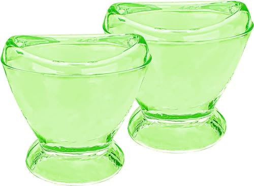 Juego de 2 vasos de cristal para lavado de ojos, transparente, con borde liso