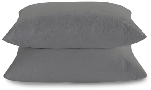 Terry Towelling Pillow Protector 2 Pack - Anti Allergy, Breathable, Anti Dustmite Waterproof Pillow Cover - Prefect Fit Pillow Protector (50 x 75 x 10 Cm), Charcoal