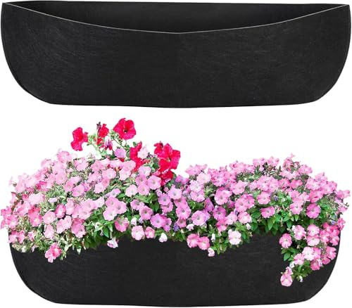 Augshy 2 forros para macetas de 61 cm para caja de ventana, forros de cesta de ventana, forros de tela para macetas colgantes, forro de fieltro para macetas de jardín