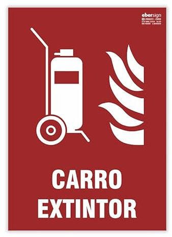 Señal Luminiscente Carro Extintor, Clase B PVC (0.7mm) A4 - Normativa ISO y UNE 23034:2023