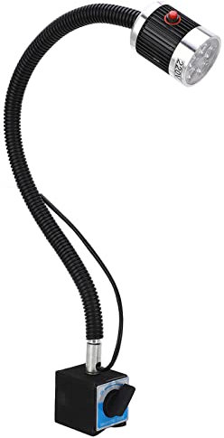 Mavaol Lampada da lavoro a collo di cigno Base magnetica Luce a LED Sfarfallio per la cura degli occhi Illuminazione brillante Regolabile per macchine CNC Tornio Trapano a colonna (5 W)