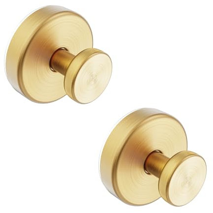 Lot de 2 crochets à ventouse pour douche, crochets amovibles pour salle de bain, fenêtre, porte en verre, mur, peignoir de bain, doré
