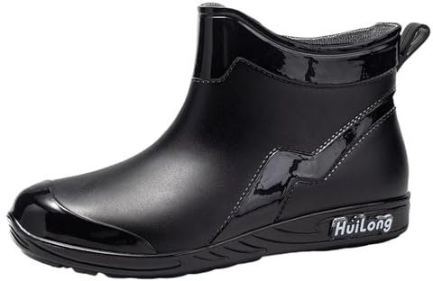 Laquieio Stivali Da Acqua Donna Lavoro Giardino Lavoro Pioggia Stivali Scarpe da Giardino Nuovi stili per le donne Stivali Alti Stivali da Acqua Donna Offerta Lavoro, Nero , 38 EU