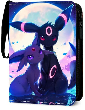 Lot de 50 albums de collection pour cartes Pokémon - En cuir synthétique - Avec fermeture éclair - Portable et étanche - Pour enfants et collectionneurs - 9 poches par page - Capacité de 900 cartes