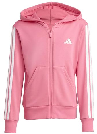 adidas Girl's Essentials Full Zip Hoodie, pink Fusion/White, 5-6 Years