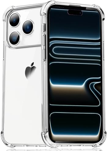 Melomon Case for iPhone 17 Pro Max 6.9-Inch, Advanced Airbag Drop Protection, Anti-Scratch Transparent Hard Back PC & Shockproof TPU Bumper Phone Cover for iPhone 17 Pro Max - Crystal Clear