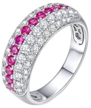 Weißgold Ring 14K, Ringe Damen Vintage Silber Rund mit Rubin und Diamant Größe 47 (15.0)