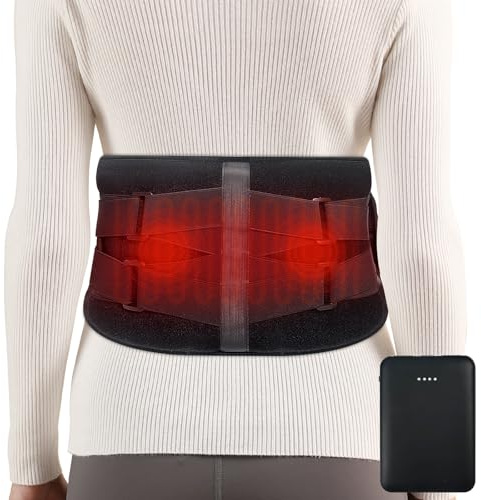 Cordless Heat Pads with Massage for Back, Portable Heated Belt for Lower Back with 3 Heat Levels & 3 Vibration Modes, 5000mAh Rechargeable Heated Back Support with Adjustable Strap