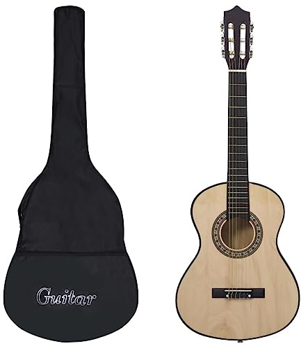 QUAHEAS Chitarra classica 1/2 86 cm per principianti e bambini, in legno di tiglio, con custodia, tracolla, corde in nylon, tastiera, ideale per scuola, lezione musicale, palcoscenico, apprendimento e