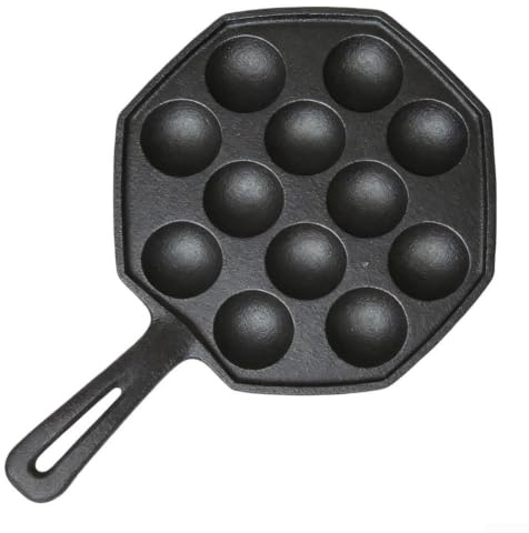 ComfyHarbor Takoyaki-Pfanne aus Gusseisen, Grillplatte mit 12 Mulden, vorgebrannte Pfanne für Wachteleier, Garnelenbälle, gleichmäßige Hitze für die Erhaltung, Herd-Backblech für die Küche zu Hause