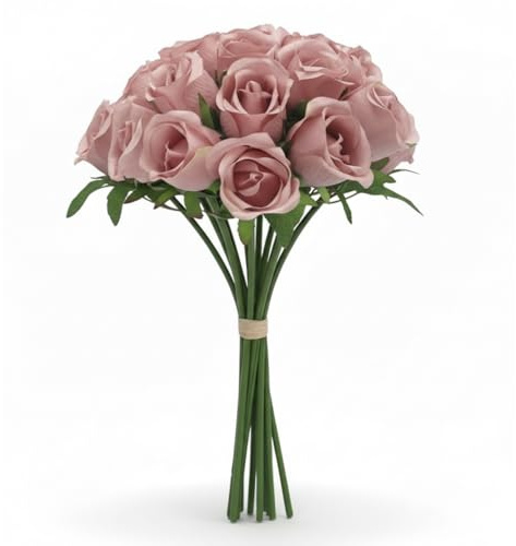 A1-Homes 30cm Bunch/Bundle of 18 Artificial Roses (1 Bunch, Pale Pink)